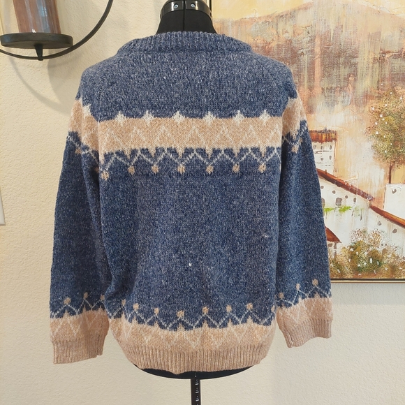 FAIR ISLE BLUE SWEATER - Medium - NWOT Fall & Winter Luxury! Kiel KJP Style! - Picture 5 of 6